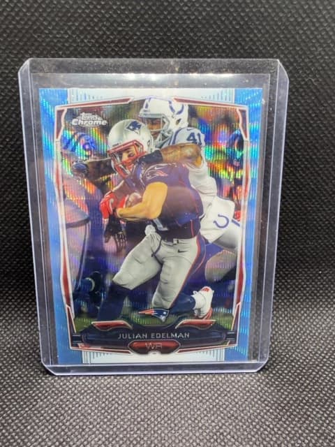 Julian Edelman Blue Wave Topps Chrome 2014 Patriots